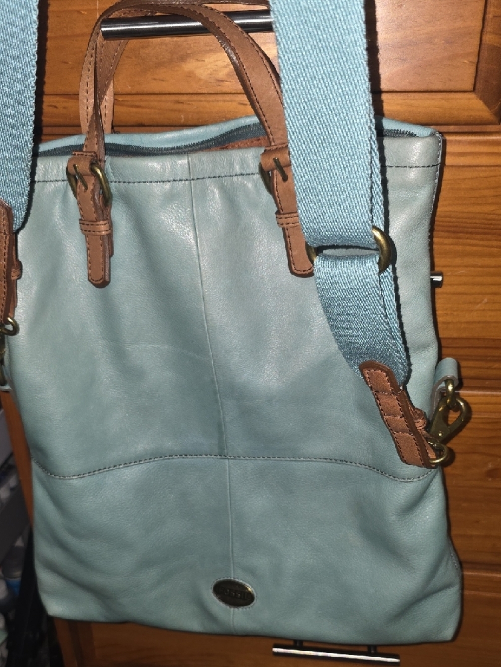Fossil Turquoise Crossbody Bag with Dual Front Zippers - Picture 4 of 5